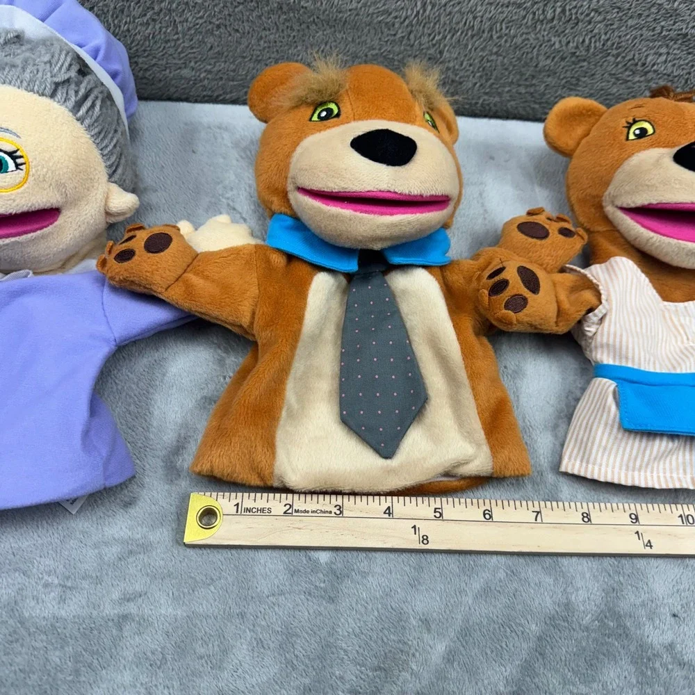 Lakeshore Learning Hand Puppets Set 3 Goldilocks Bears Grandma Plush Good‎ Size